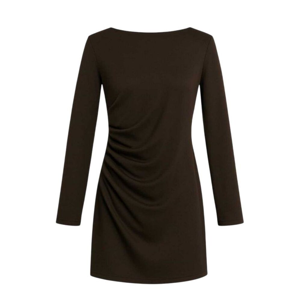 I Saw It First Womens/Ladies Ruched Long-Sleeved Mini Dress / Chocolate